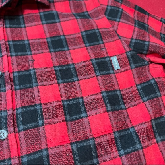 Eddie Bauer FLANNEL SHIRT RED BLACK Green Wide Plaid L/S Button checkered Cotton - Picture 11 of 12